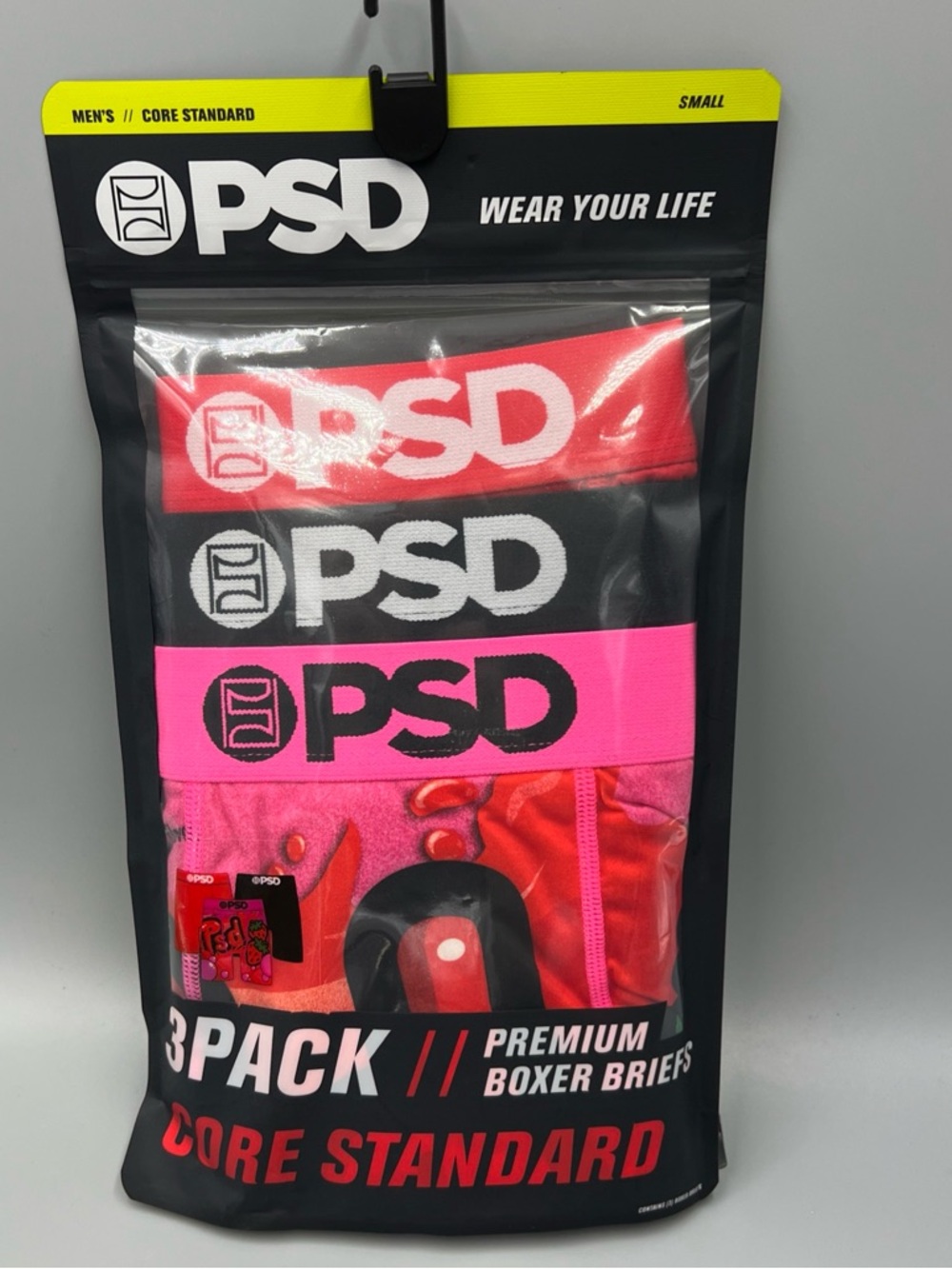PSD 3-Pack Core Boxer Briefs in Red, Black & Hot Pink